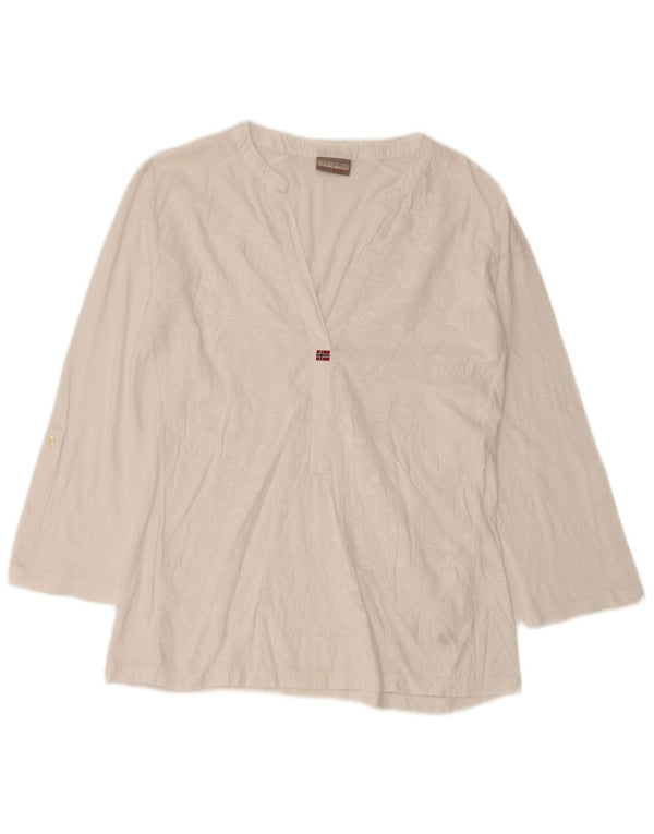 NAPAPIJRI Chemisier à manches 3/4 pour femme UK 10 Petit motif floral blanc