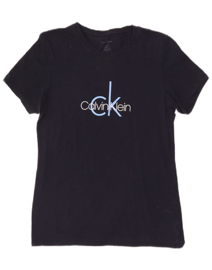 Calvin Klein T-shirt graphique pour femme UK 14 Bleu marine moyen