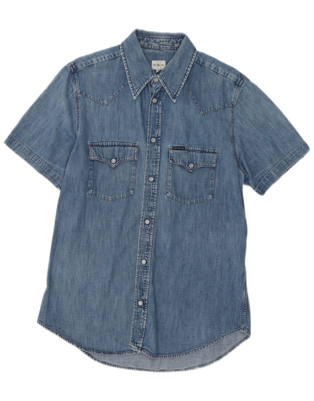 Calvin Klein Jeans Chemise en jean à manches courtes pour femme UK 18 XL Bleu Coton