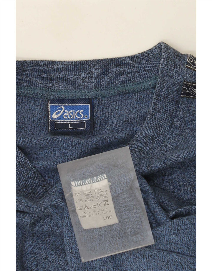 Asics T-shirt graphique pour hommes en coton color block grand bleu