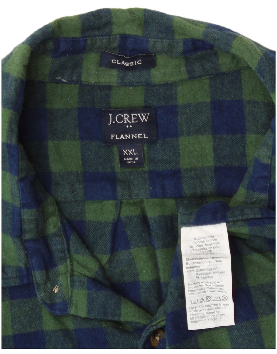 J. Crew Chemise en flanelle coupe classique pour homme 2XL en coton vichy vert