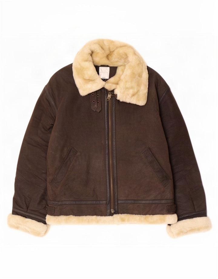 Conbipel Veste en peau de mouton pour femme UK 16 Grand cuir marron