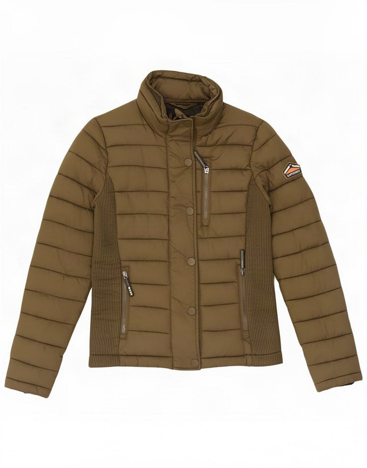 Superdry Veste matelassée pour femme UK 10 Small Khaki Nylon