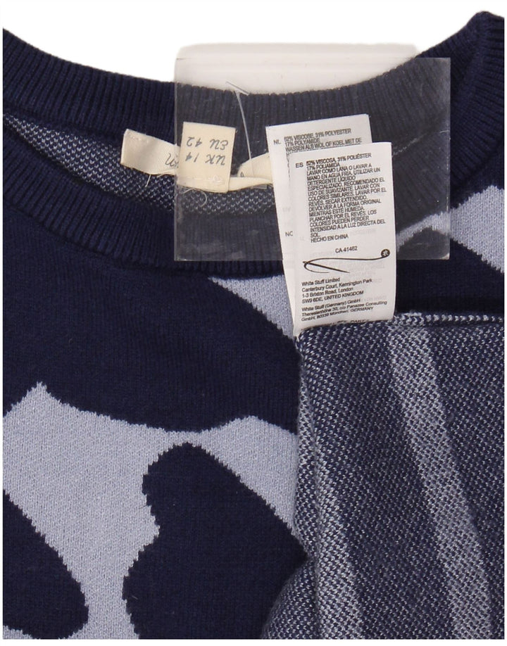 WHITE STUFF Pull ras du cou pour femme UK 14 Large Bleu marine rayé