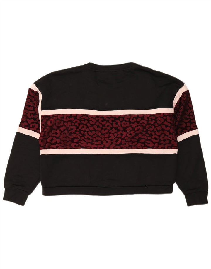 Guess Sweat-shirt surdimensionné pour femme UK 44 Medium Noir Imprimé animal