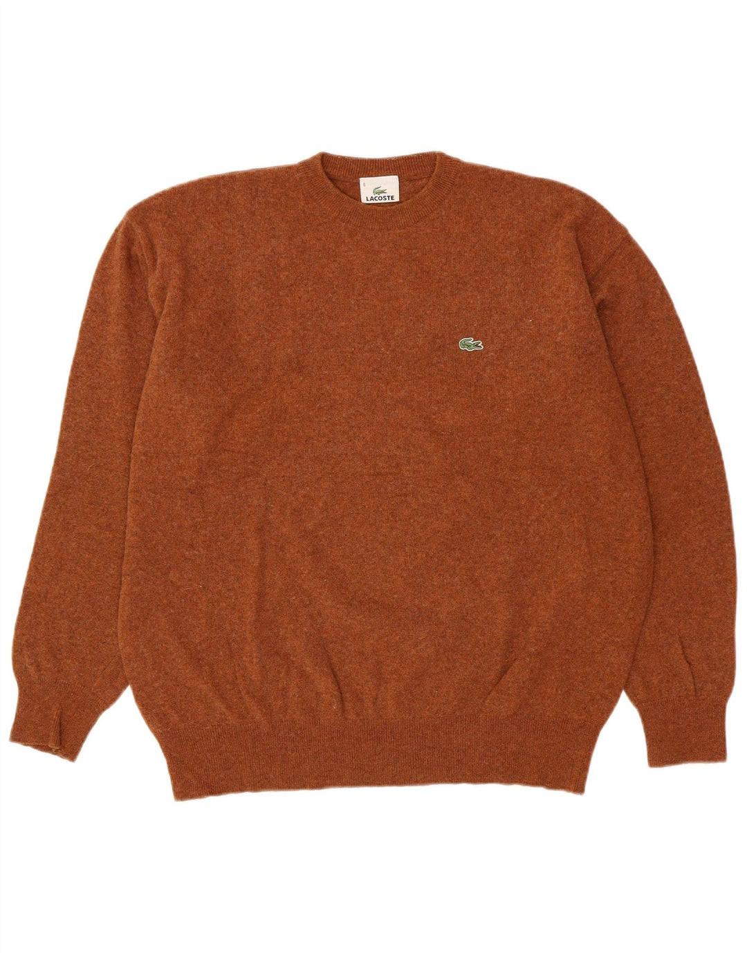 LACOSTE Homme Crew Neck Jumper Pull Taille 6 XL Laine Marron