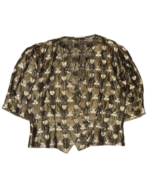 Hermann Lange Chemisier à manches courtes pour femme EU 38 Medium Doré Floral