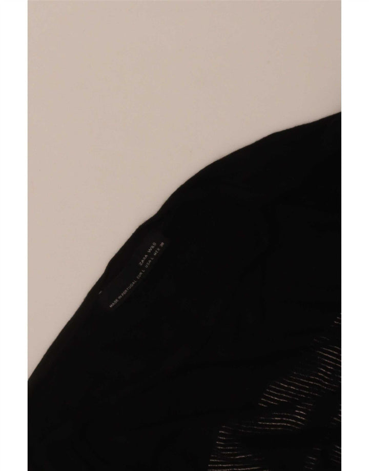 Zara Femme Haut à motif abstrait à manches longues UK 16 Large Noir