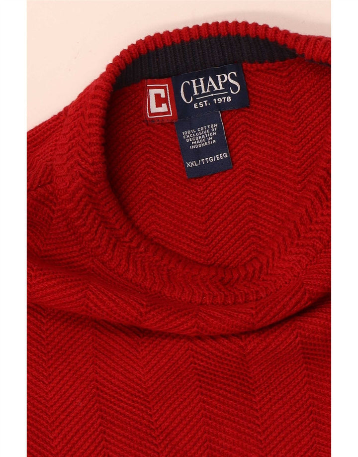 Chaps Pull col rond pour homme 2XL Rouge à chevrons en coton
