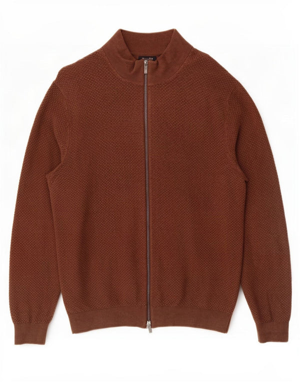 Massimo Dutti Cardigan Homme Pull Large Marron Coton