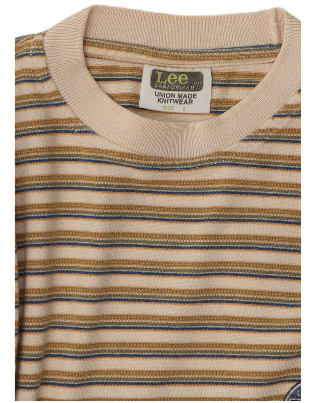 Lee T-Shirt Homme Haut Large Coton Rayé Beige