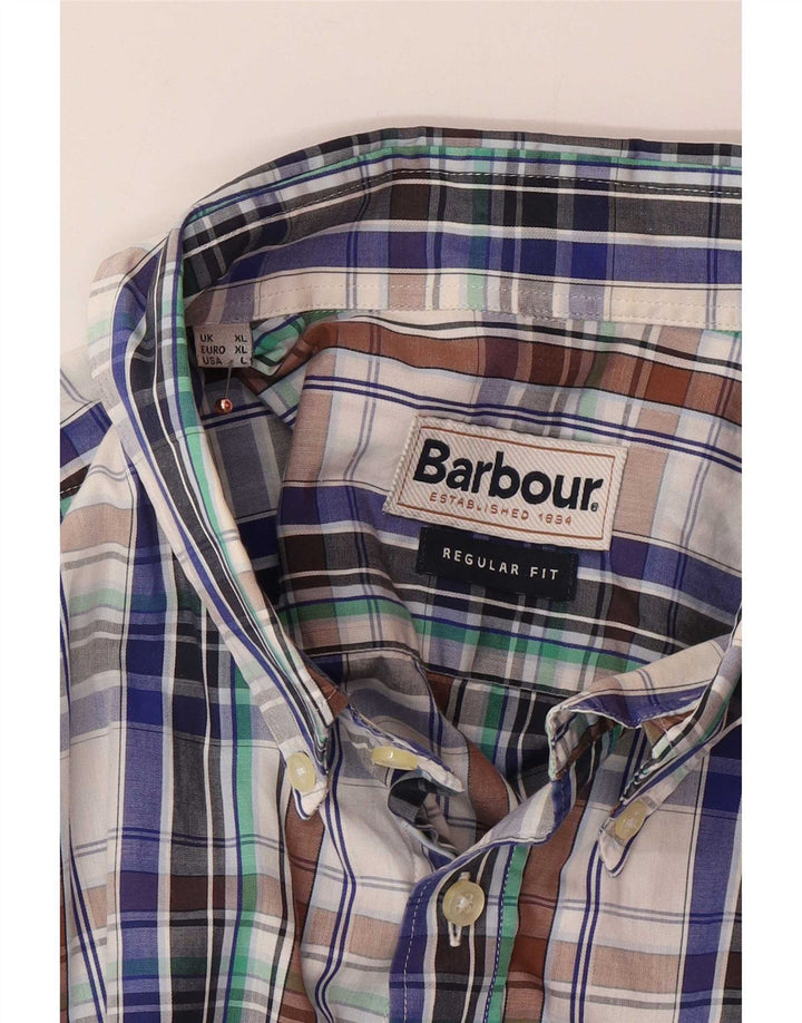Barbour Chemise à manches courtes pour homme Coupe régulière XL Carreaux multicolores