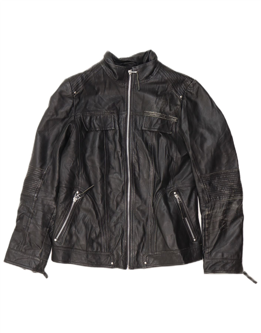 Isaco & Kawa Veste de motard en cuir pour femme IT 44 Cuir noir moyen