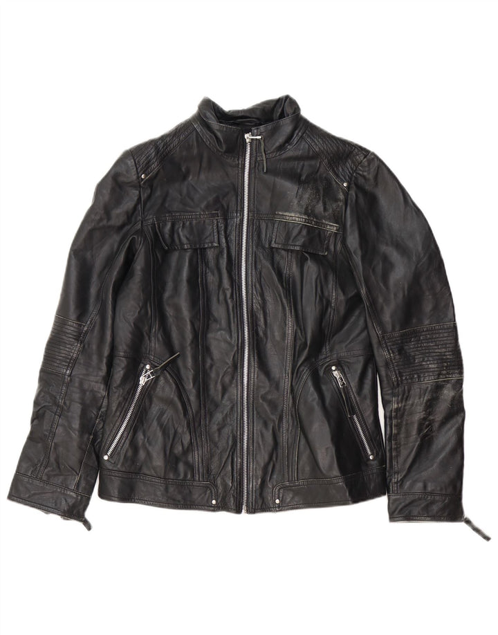 Isaco & Kawa Veste de motard en cuir pour femme IT 44 Cuir noir moyen