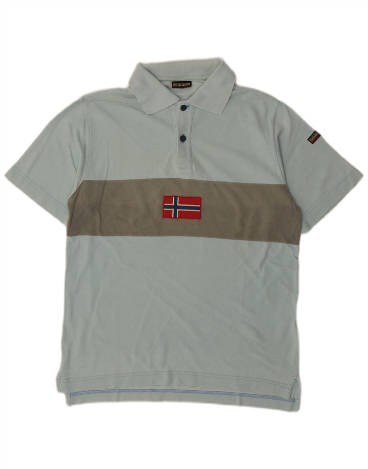 NAPAPIJRI Polo Geographic Homme Petit Bleu Colorblock Coton