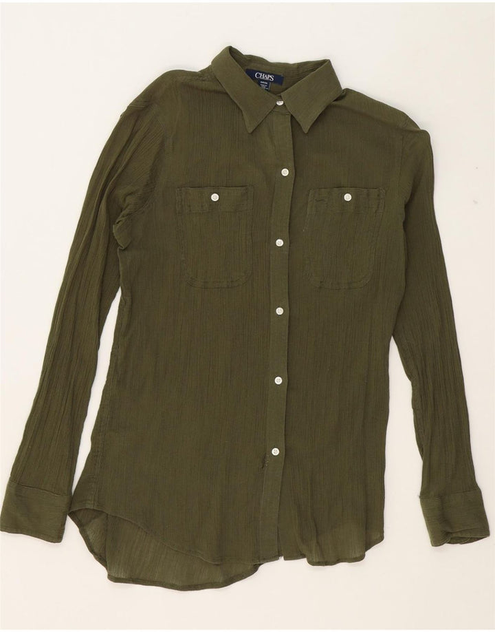 CHAPS Womens Oversized Shirt Blouse UK 10 Small Khaki Vintage Chaps and Second-Hand Chaps from Messina Hembry 