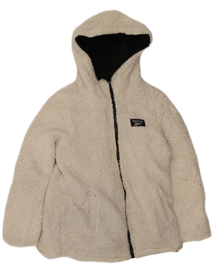 Reebok Veste matelassée réversible à capuche pour femme UK 14 Noir moyen Polyester