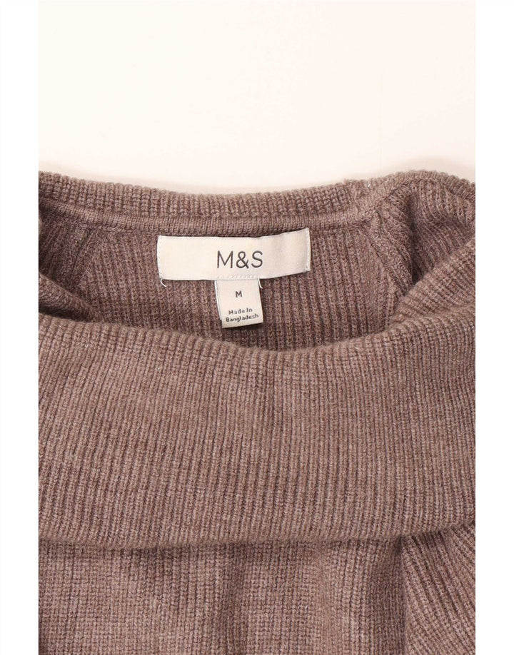 Marks & Spencer Pull col roulé pour femme UK 14 Viscose marron moyen