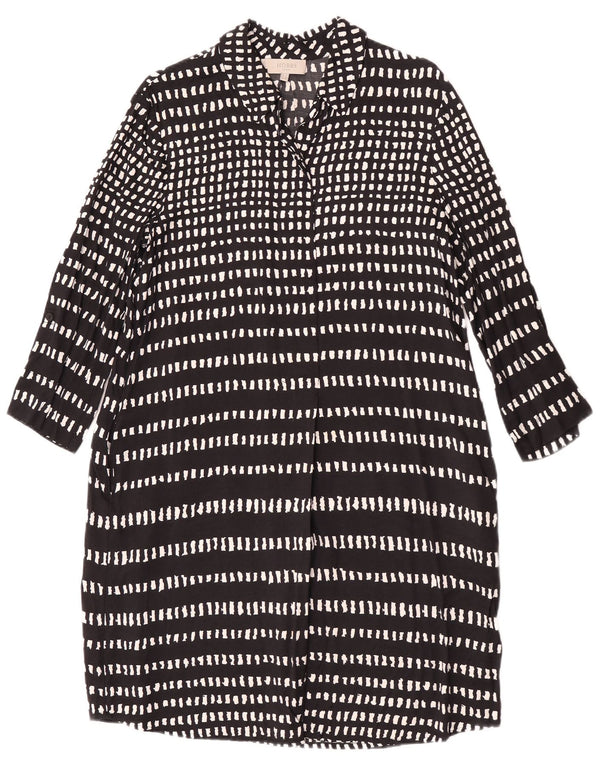 Hobbs Robe chemise à manches 3/4 pour femme UK 10 Petite viscose rayée noire