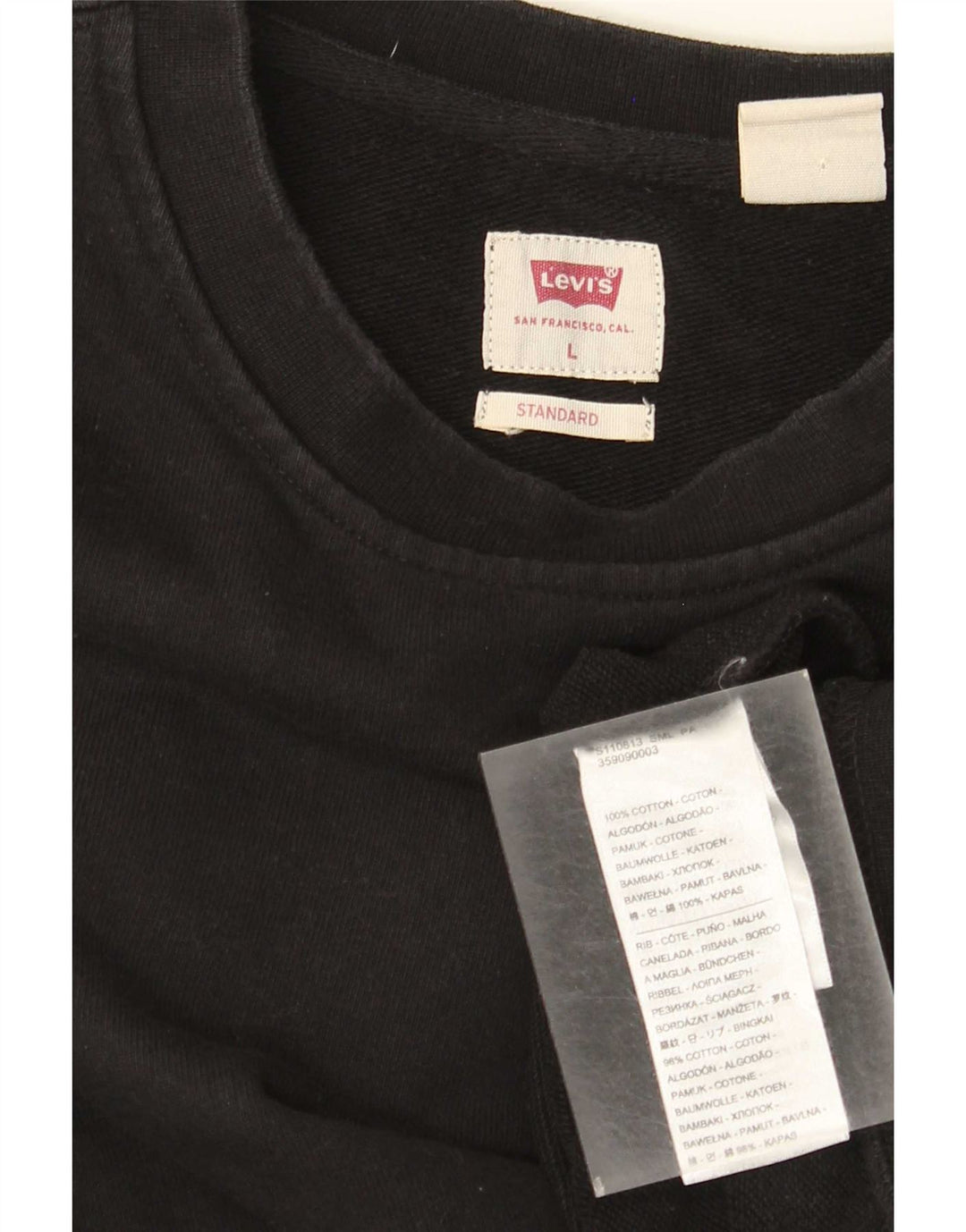 Levi's Sweat-Shirt Coupe Standard Homme Noir Large Coton