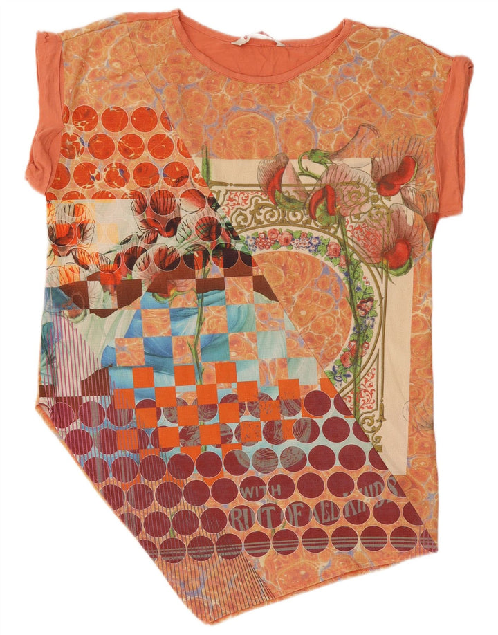 Desigual Tunique asymétrique à motif abstrait pour femme UK 14 Orange moyen
