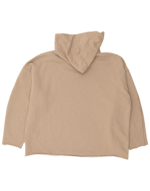 Zara Pull à capuche surdimensionné pour femme UK 10 Petit coton beige