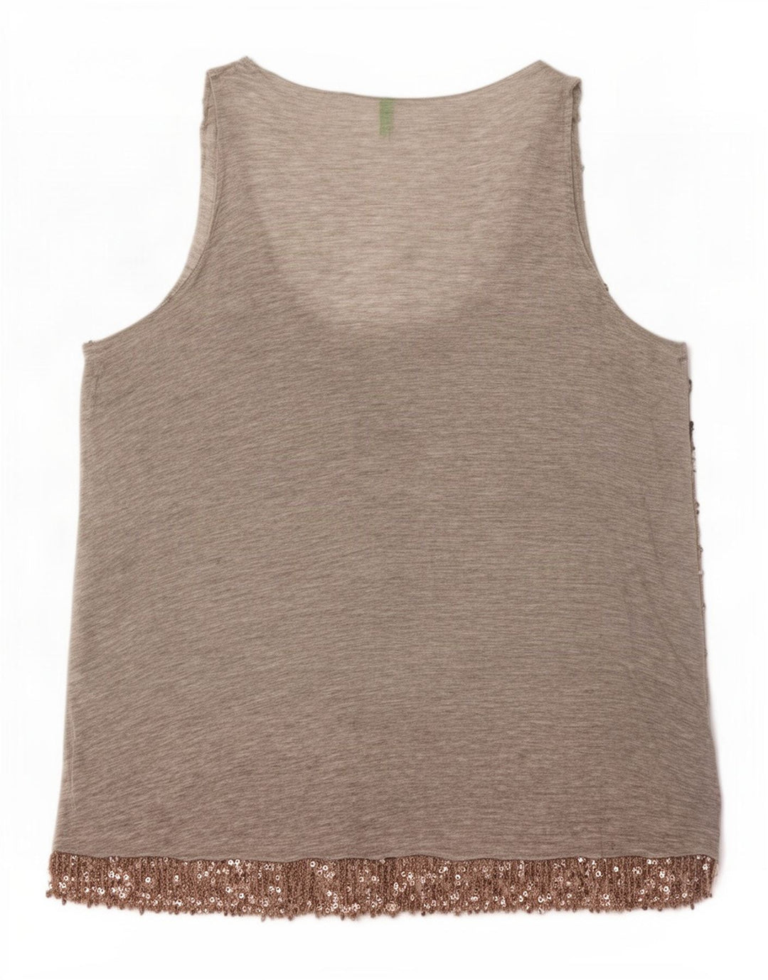 Benetton Débardeur à Paillettes Femme UK 44 Gris Moyen Viscose