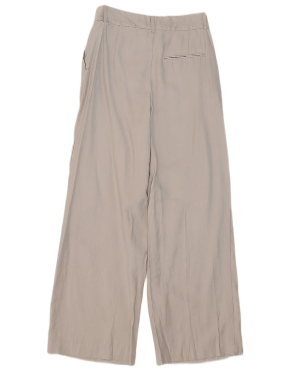 Zara Pantalon Chino Large Femme Small W26 L30 Gris Modal