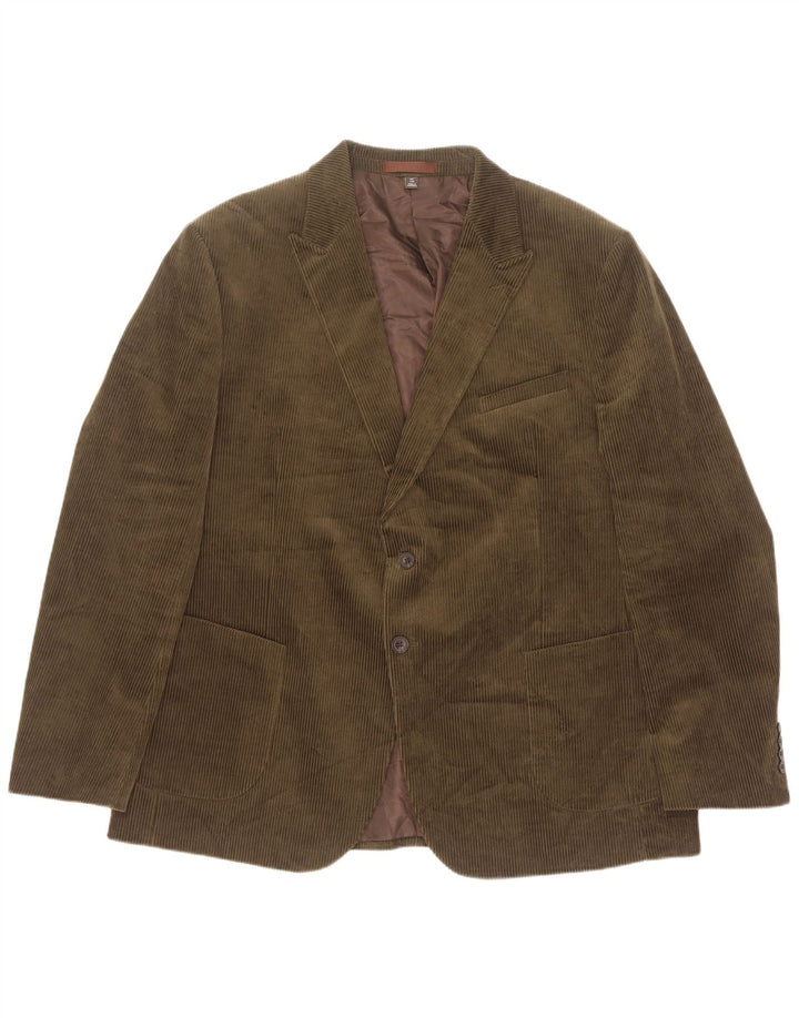 Marks & Spencer Veste blazer en velours côtelé à 2 boutons pour homme UK 40 Large Kaki