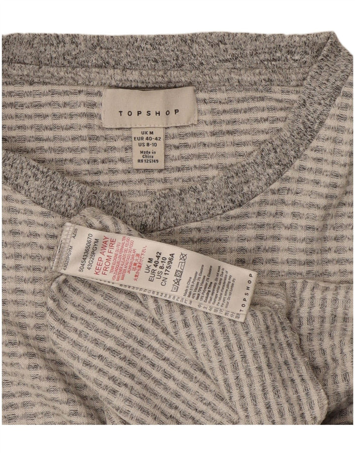 Topshop Femme Crop Top Manches Longues UK 44 Gris Moyen Polyester