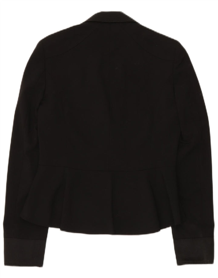 MOSCHINO Veste Blazer 1 Bouton Femme UK 8 Petite Laine Vierge Noire
