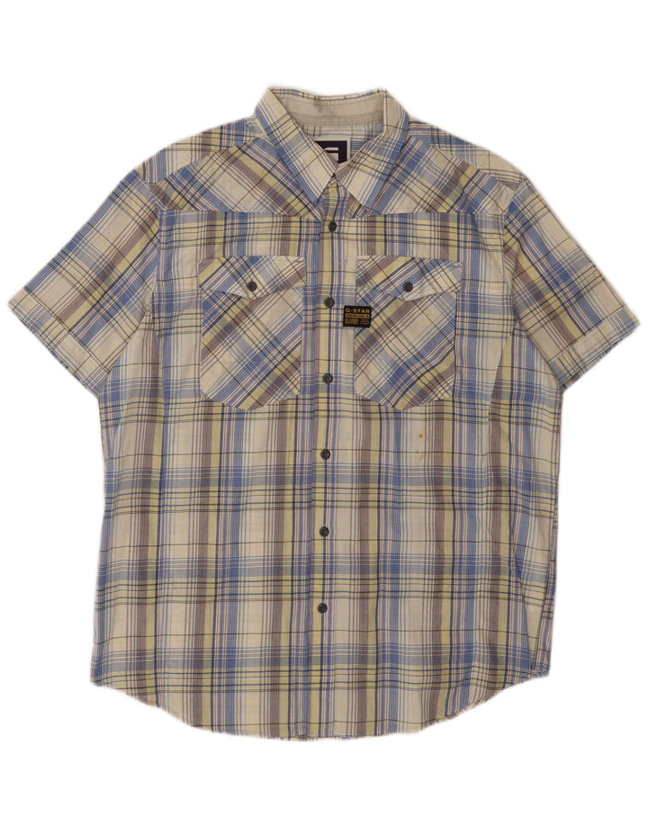 G-Star Chemise graphique à manches courtes XL en coton à carreaux multicolore pour homme