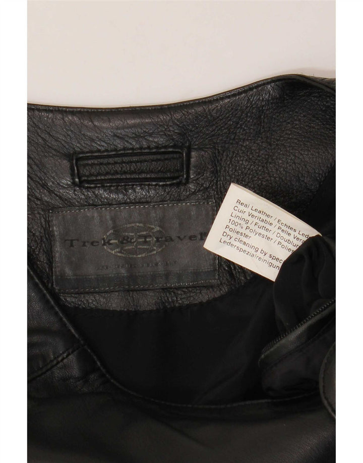 gilet en cuir homme vintage UK 38 Moyen Noir