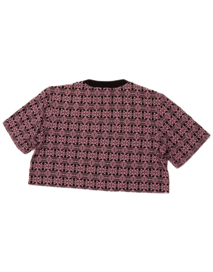 ADIDAS T-shirt court surdimensionné pour femme UK 6 XS Violet Coton