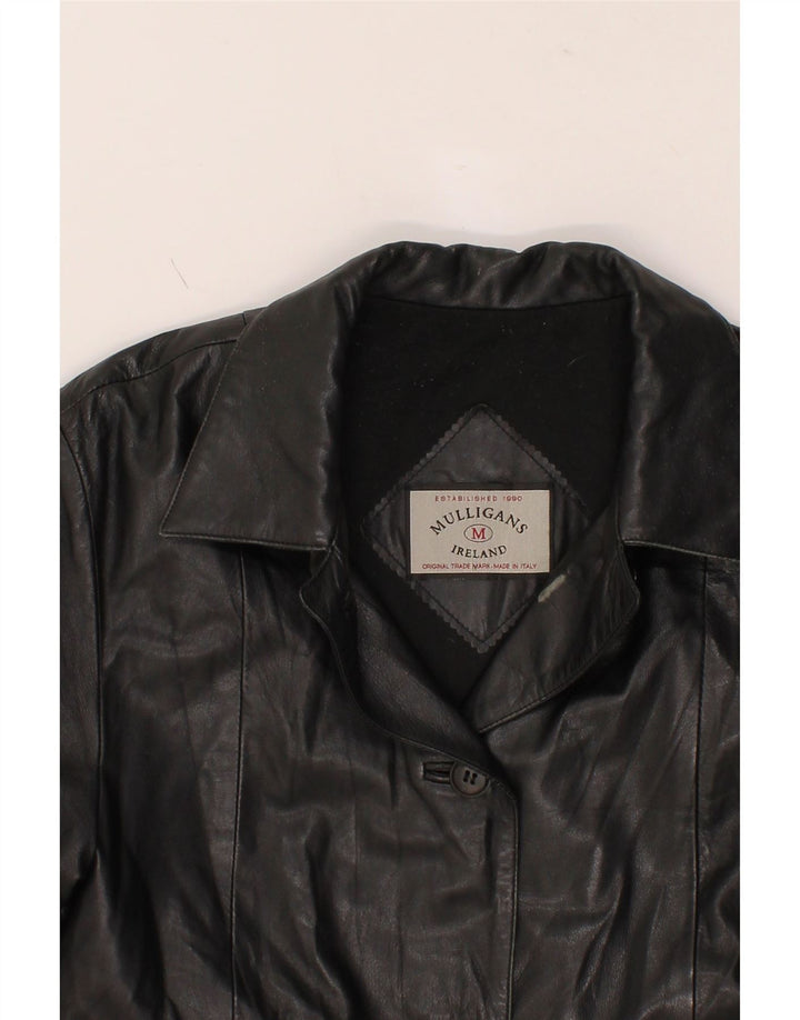 VINTAGE Womens Leather Coat UK 14 Medium Black Leather Vintage Vintage and Second-Hand Vintage from Messina Hembry 