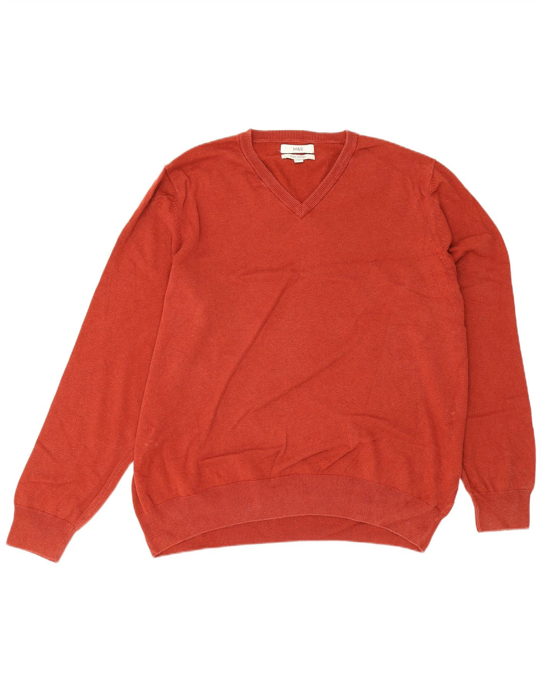 Marks & Spencer Pull col en V pour homme 2XL Coton marron