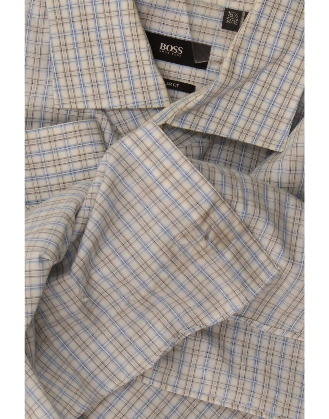 Hugo Boss Chemise coupe régulière pour homme Taille 16 1/2 Grand coton vichy bleu