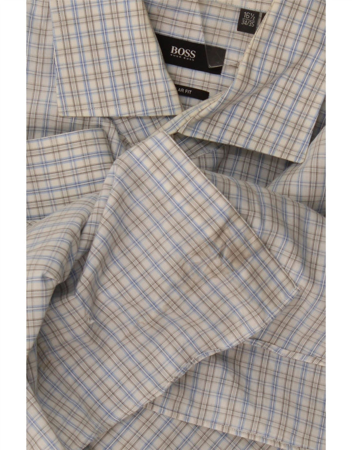Hugo Boss Chemise coupe régulière pour homme Taille 16 1/2 Grand coton vichy bleu