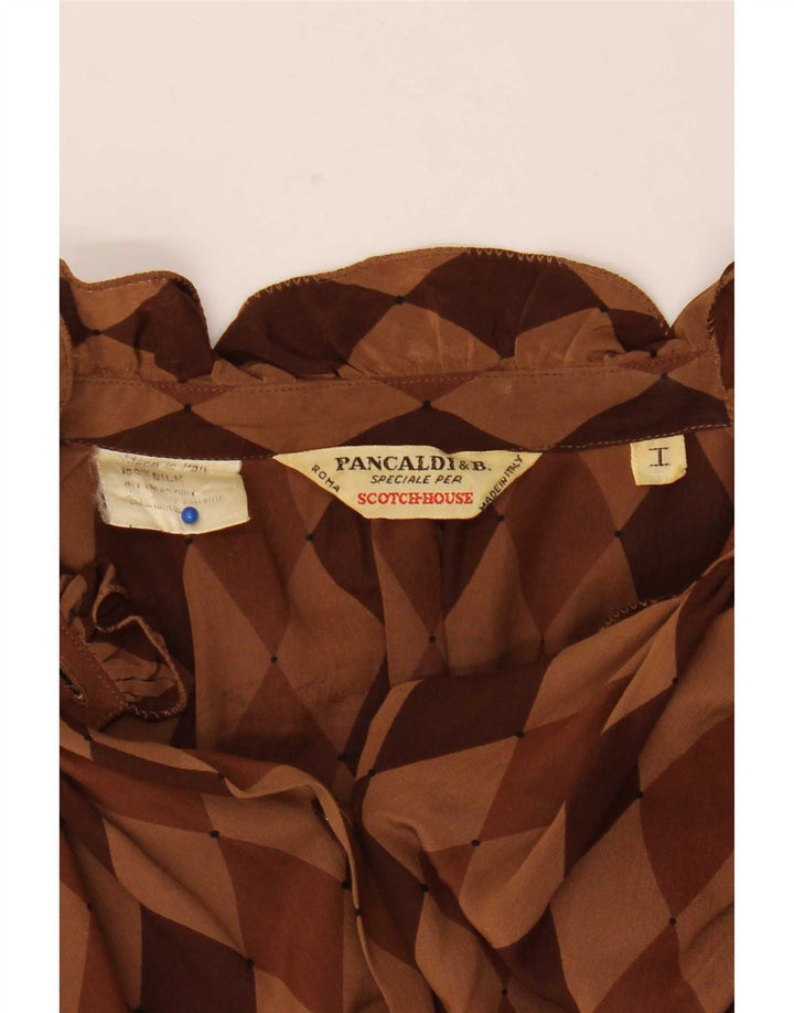 Pancaldi & B Chemisier Femme UK 12 Marron Moyen Argyle/Diamant Soie