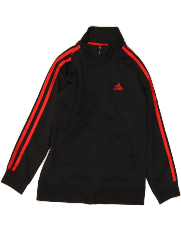 ADIDAS Boys Graphic Tracksuit Top Jacket 6-7 Years Black Polyester Vintage Adidas and Second-Hand Adidas from Messina Hembry 