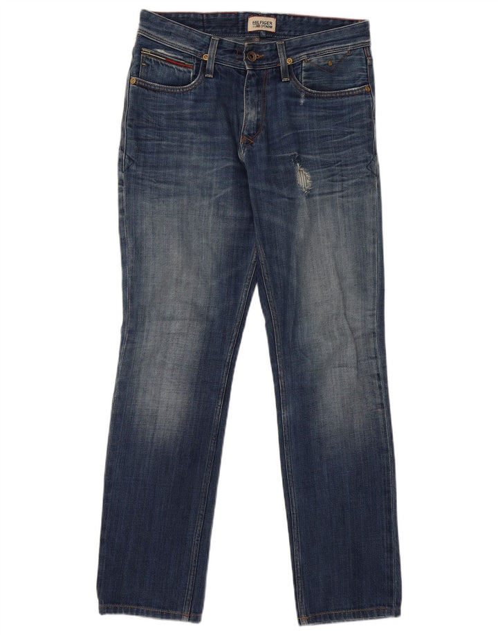 TOMMY HILFIGER Jean droit effet vieilli W30 L32 homme bleu coton