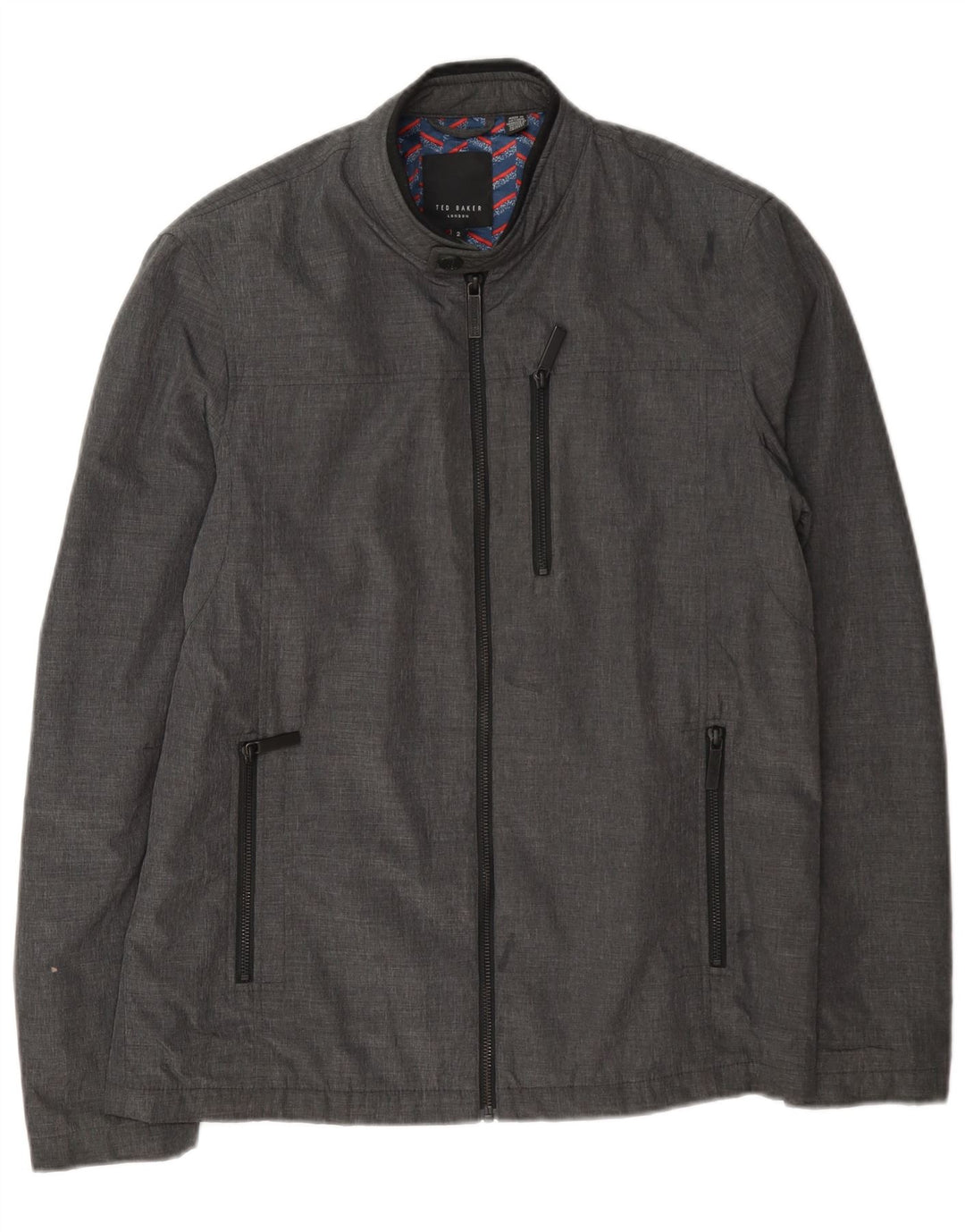 Ted Baker Veste Bomber Homme Taille 2 Petit Gris Polyamide