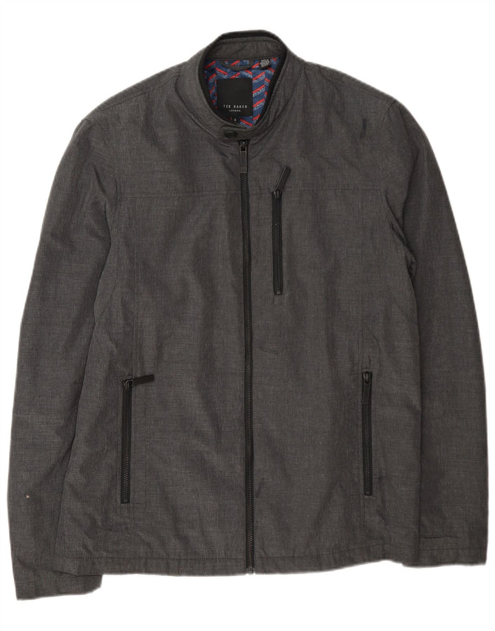 Ted Baker Veste Bomber Homme Taille 2 Petit Gris Polyamide