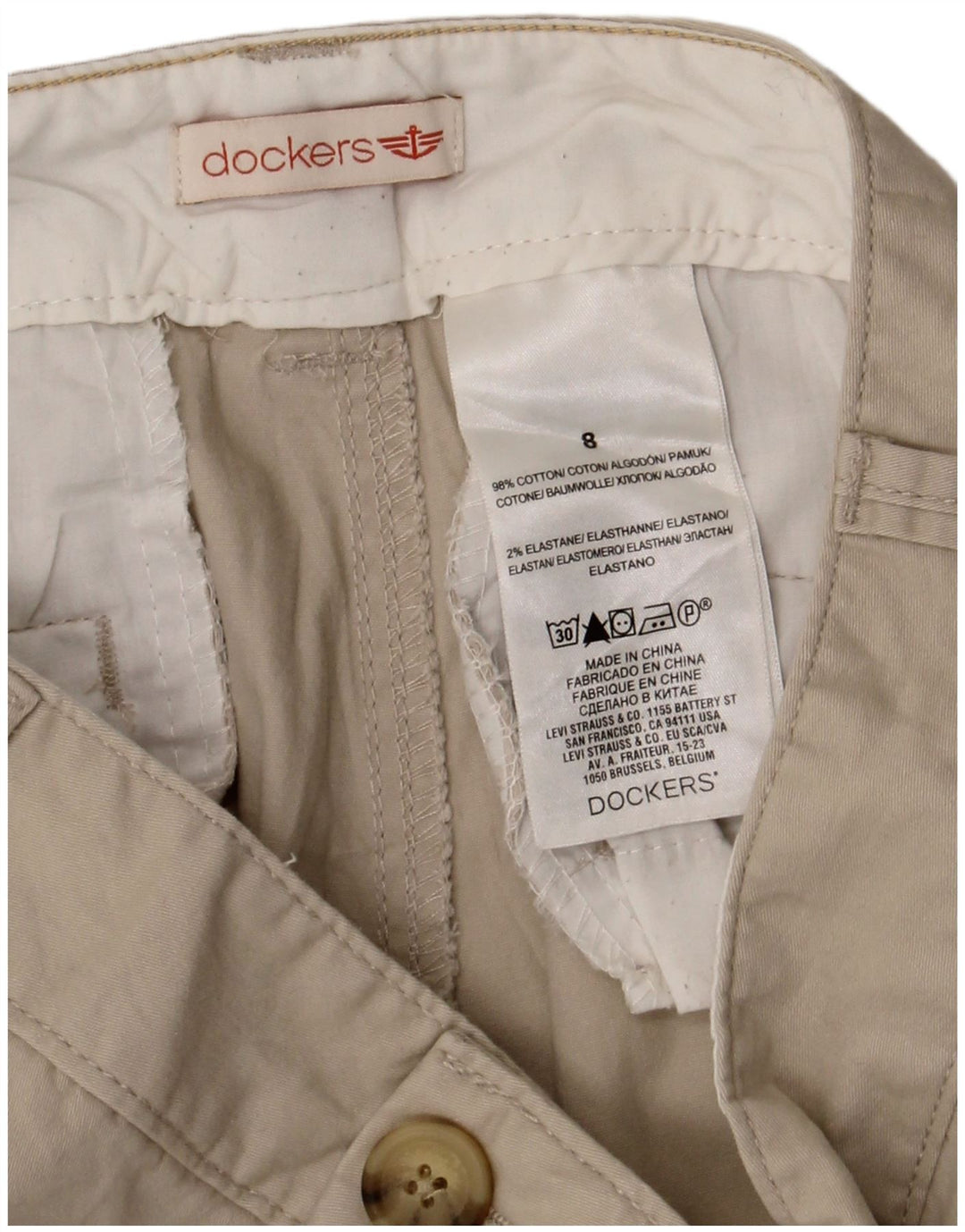 Dockers Short Chino Femme US 8 Medium W30 Coton Beige