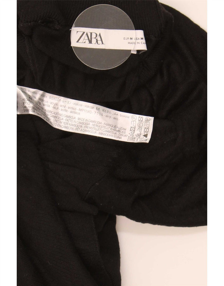 Zara Pull col roulé pour femme UK 14 Medium Noir Viscose
