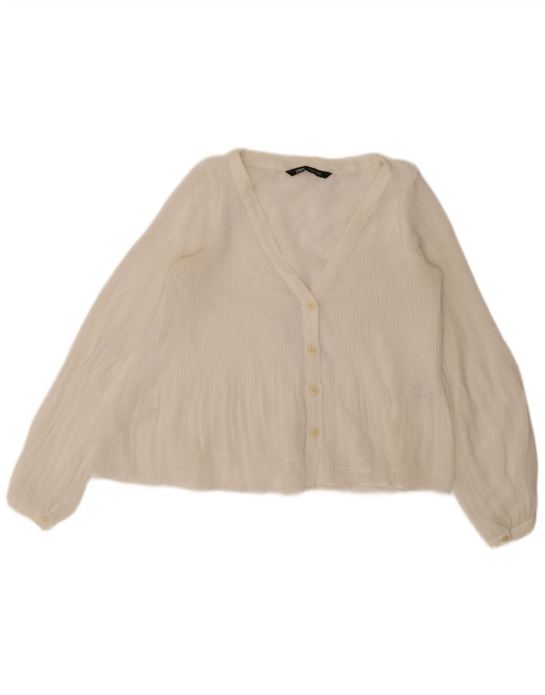 Zara Femme Chemise Blouse UK 10 Petit Blanc Polyester