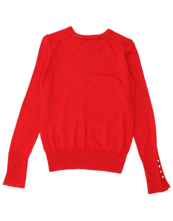 Zara Womens Crop Boat Neck Jumper Sweater UK 8 Small Rouge Viscose