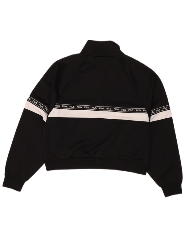 Fila Womens Graphic Sweatshirt Jumper UK 14 Medium Black Colourblock Sports