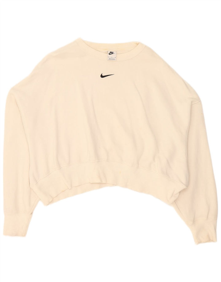 Nike Sweat-shirt court surdimensionné pour femme UK 14 en coton blanc moyen