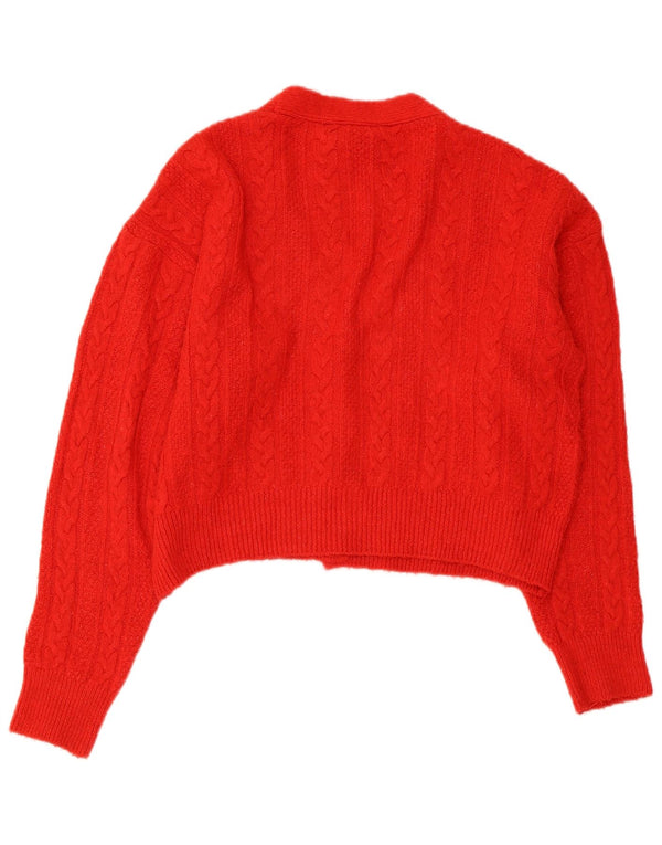 Zara Womens Crop Oversize Cardigan Pull UK 10 Petit Rouge